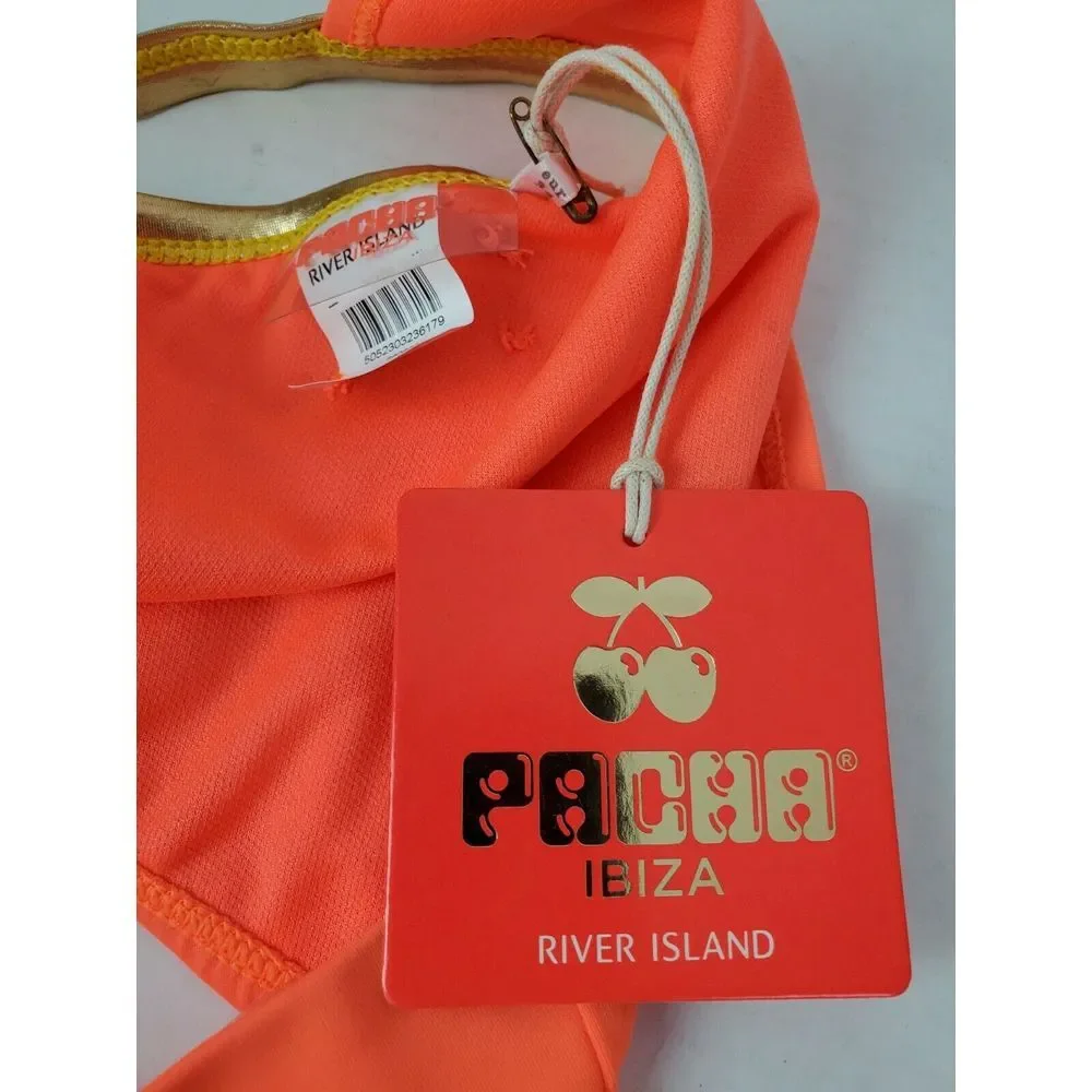 NWT Pacha Ibiza River Island Womens Neon Orange Bikini Bottom US‎ Size 4